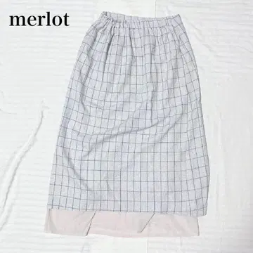 멀로 체크 무늬 플레어 스커트 허리밴딩 워셔블 캐주얼