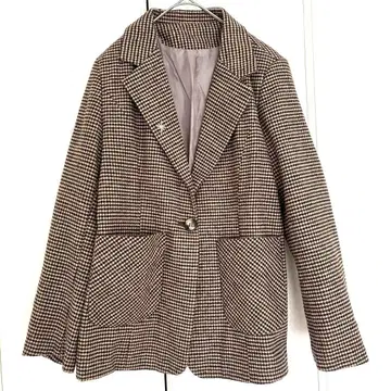 SHEIN 브라운 체크 무늬 테일러드 자켓