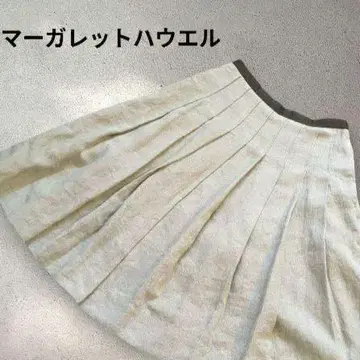 마가렛호웰 린넨 미디어 게재 플리츠 턱 플레어 스커트