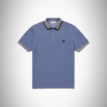 LACOSTE 라코스테 블루 스트라이프 와니 로고 피케 셔츠 US L