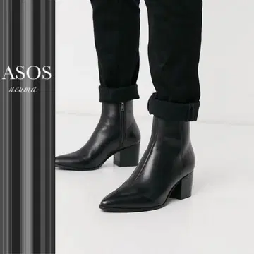 ASOS 블랙 스틸레토 숏부츠 힐 부츠 사이즈 8
