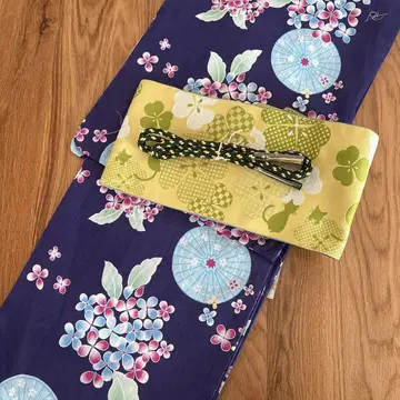 미사용 새상품 유카타 꽃무늬 수국 오비 포함