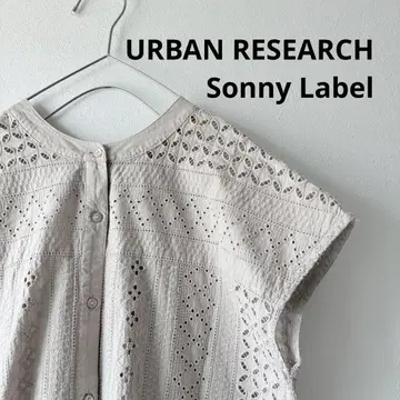Sonny Label 밴드 카라 코튼 레이스 셔츠 자수 라이트 그레이