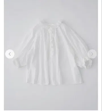 nest Robe 코튼 린넨 프릴 개더 보일 블라우스