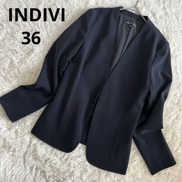 [새상품급] INDIVI 인디비 노카라 자켓 네이비 36 포멀