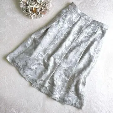 꽃무늬 쉬폰 스커트 라메사 무릎 기장 예쁜 플리츠 오피스 캐주얼