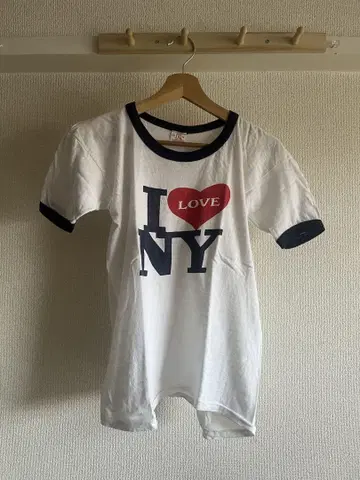 빈티지 I LOVE NY 링거 티셔츠
