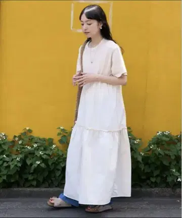 프릭스스토어 밑단 프릴 피그먼트 원피스/티셔츠 원피스