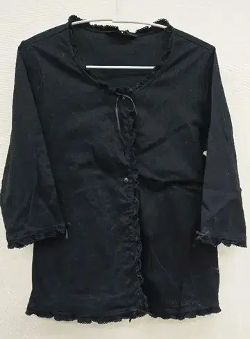 핑크하우스 블랙 프릴 오부소매 가디건
