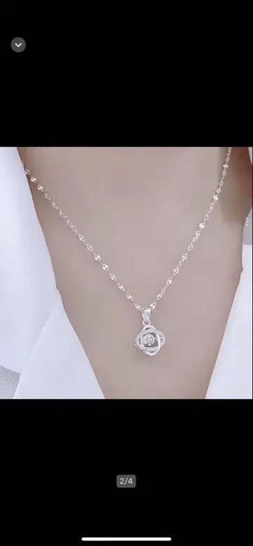 실버 하트형 댄싱 지르코니아 펜던트 목걸이