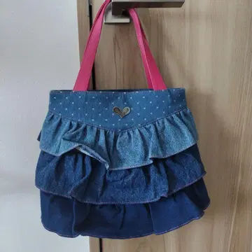 데님 프릴 핸드백