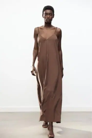 ZARA 스트랩 롱 원피스 xs 브라운