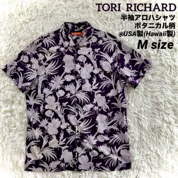TORI RICHARD 반팔 셔츠 보태니컬 무늬 보라색 M USA 제작