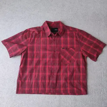 Hurley 체크 셔츠 숏 기장 박스 실루엣