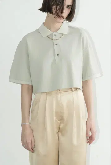 [ CLANE/클라네 ] CROPPED POLO TOPS/크롭 폴로 상의