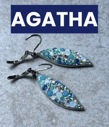 AGATHA 아가타 터키석 리프형 귀걸이