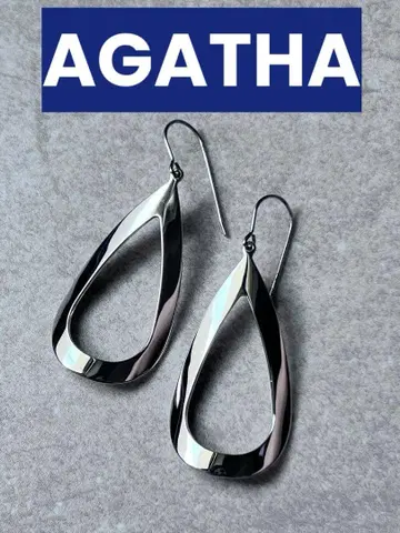 AGATHA 아가타 실버 티어드롭 링 귀걸이