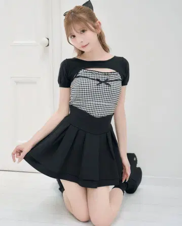 미셸 마카롱 M 사이즈 슬림 레그 스커트, 슬림 레그 블랙