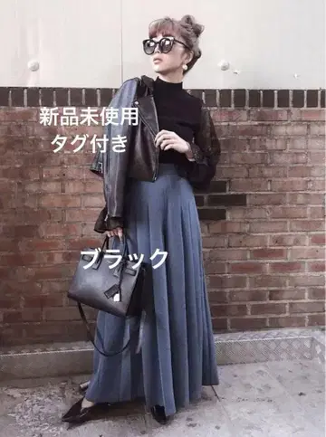 플리츠 와이드 팬츠 블랙