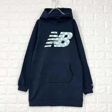 뉴발란스 [L] 네이비 후드티 튜닉 기장 속기모 로고 가을/겨울
