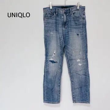 UNIQLO 유니클로 데미지 데님 청바지 S 크러쉬 가공 캐주얼