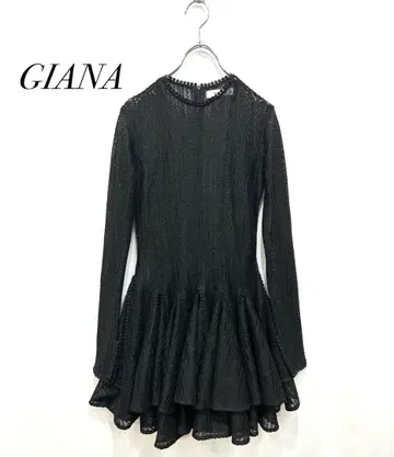 GIANA 지아나 레이스 프릴 미디 원피스 블랙 영애 기품 S