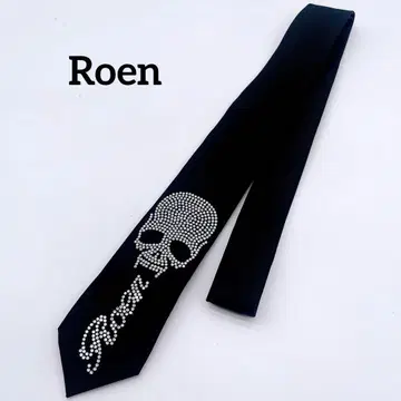 [Roen] 스컬 실크 넥타이 블랙 큐빅