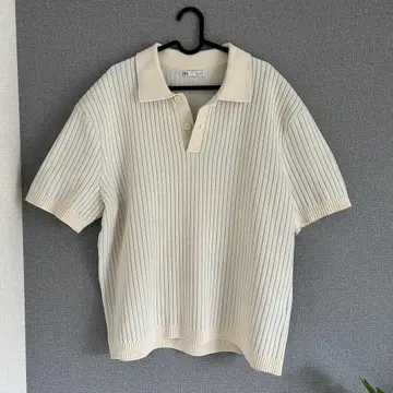 ZARA 아이보리 스트라이프 피케 셔츠 L