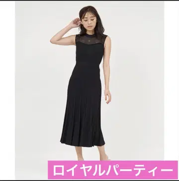 로얄 파티 시어 절개 슬리브리스 원피스