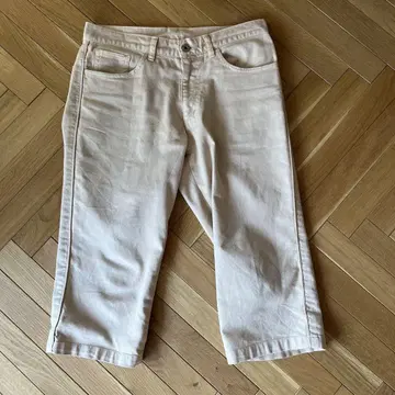 베이지 코튼 100% 하프 팬츠