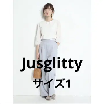 [ jusglitty ] 와이드 팬츠 라이트 블루