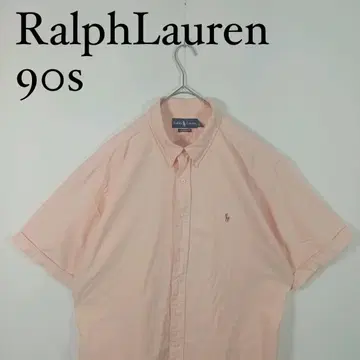 90년대 Ralph Lauren 핑크 반팔 버튼 다운 셔츠 랄프 XL