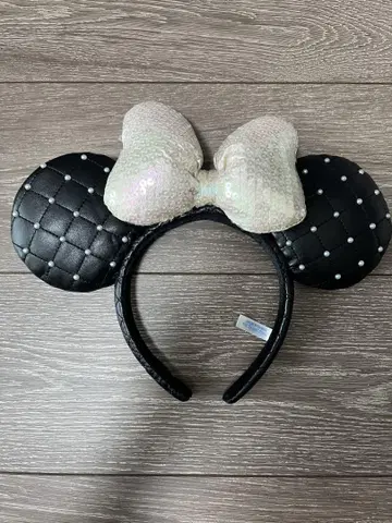 미니 머리띠 블랙 & 화이트 퀼팅 펄