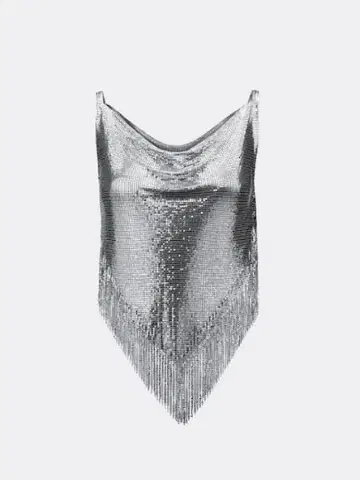새 상품 paco Rabanne / H&M 실버 프린지 메쉬 상의