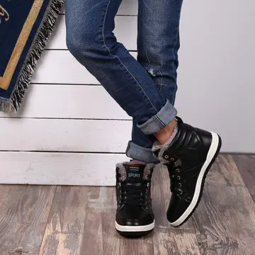 퍼 블랙 하이컷 스니커즈