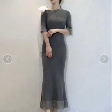 snidel 숄더 리본 아시메 니트 원피스