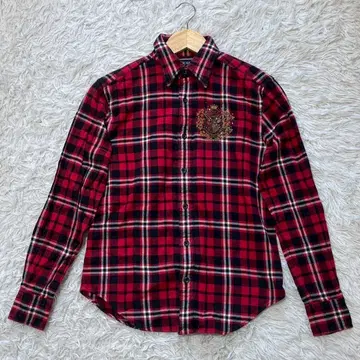 RALPH LAUREN 빨검 체크 플란넬 셔츠 실크 S 사이즈 상당