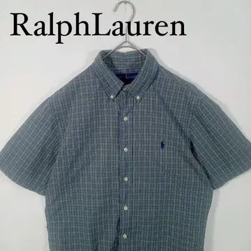 Ralph Lauren 반팔 버튼다운 셔츠 청록색 체크 M