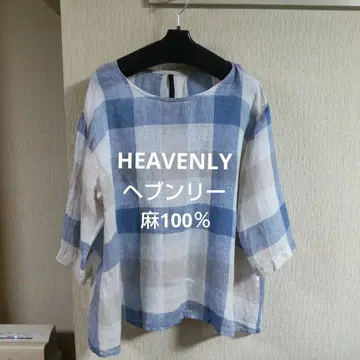 HEAVENL 린넨 5부 소매 체크 튜닉