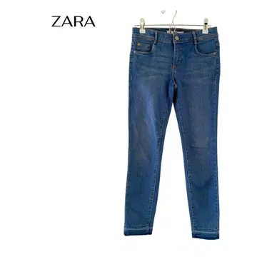 ZARA 자라 스트레이트 컷오프 스키니 데님 블루 거의 미사용