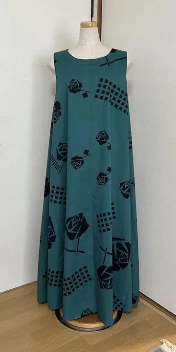 유카타 옷감 플레어 롱 원피스 핸드메이드 기장 약 124cm