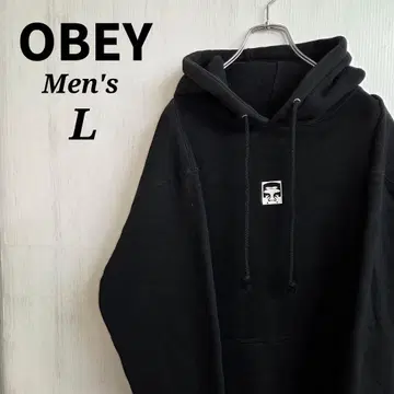 OBEY 오베이 후드티 L 블랙 포인트 로고 한국 브랜드