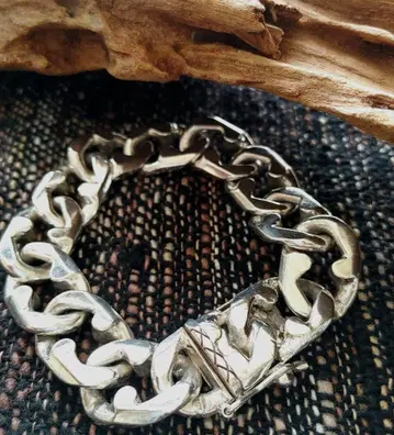 silver925 와이드 실버 체인 팔찌 박스 잠금