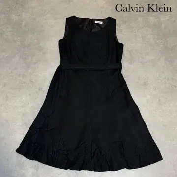Calvin Klein 허리 벨트 슬리브리스 원피스 블랙 R275