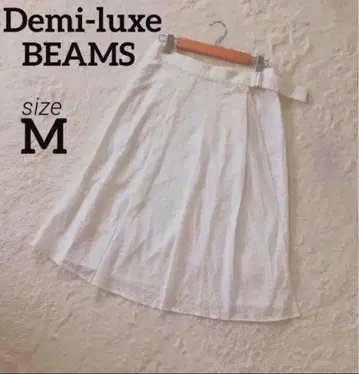 Demi-luxe BEAMS 데밀룩스 빔즈 화이트 자수 플레어 스커트 M