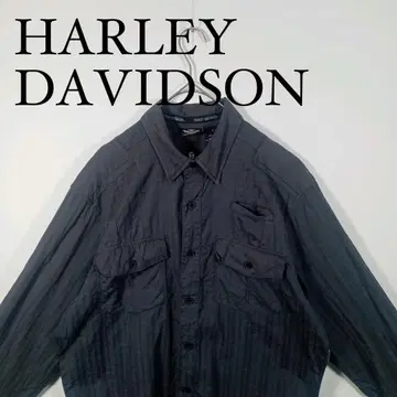 Harley Davidson 블랙 긴팔 체크 버튼 다운 셔츠 L