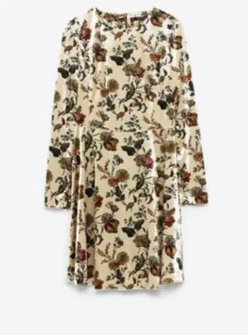ZARA 꽃무늬 프린트 벨벳 원피스 빈티지 앤티크