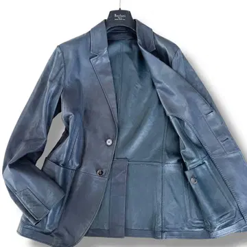 새상품급 Berluti 카프스킨 가죽 테일러드 자켓 2XL 블랙