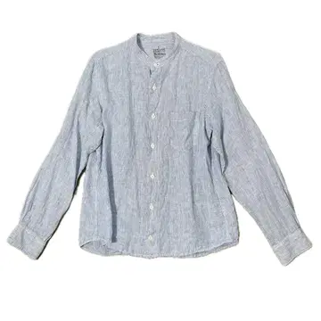 MUJI 무인양품 린넨 셔츠 스트라이프 린넨 블루 S 사이즈
