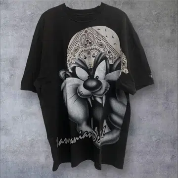태즈매니안 데빌 프린트 티셔츠 블랙 2XL 루니 튠즈